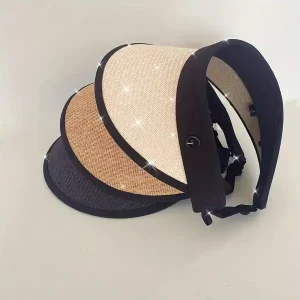 Wide Brim Sun Visors, Empty Top UV Resistant Hat, Summer Straw Brim Face Shield Caps, Adjustable Headband For Boys And Daily Use Outdoor Use