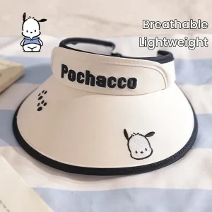 character brand Kuromi, Melody & Hello Kitty Pochacco Lightweight Sun Visor - Breathable, Open-Top Hat for Men & Women | Perfect for Summer Outings & Parties